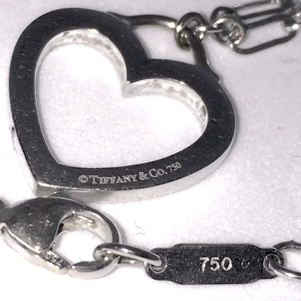 Solid 18K White Gold Tiffany & Co Authentic Sentimental Heart Necklace (not 14K)